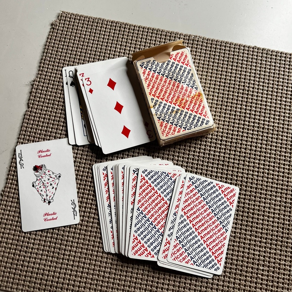 Vintage American Airlines Playing Cards Deck Plastic Coated Aviation Memorabilia